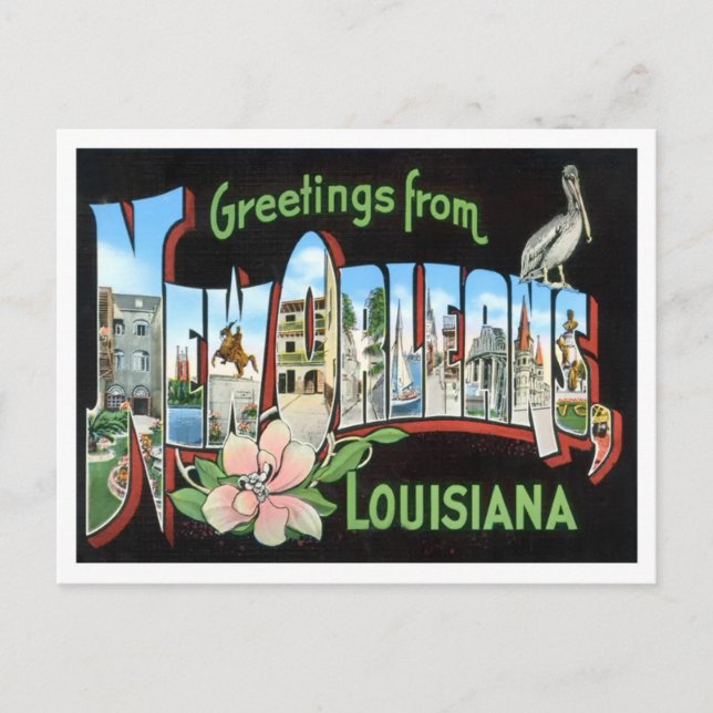 New Orleans, Louisiana Big Brev vycard Vykort (Framsida)