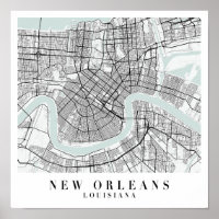 New Orleans Louisiana Blue Water Street Map
