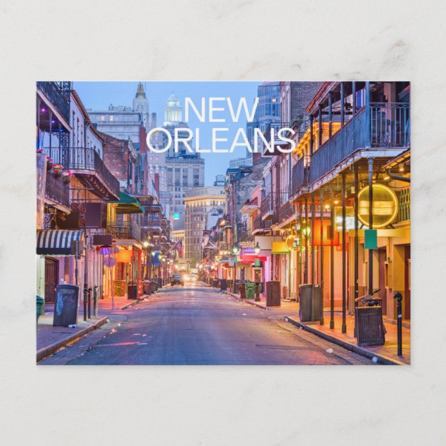 New Orleans Louisiana Bourbon Street Night Vykort (Framsida)