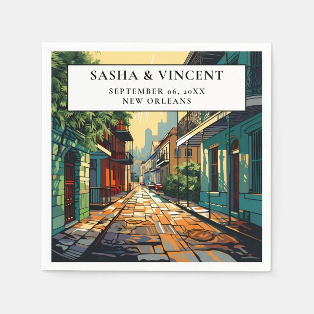 New Orleans Louisiana Bröllop Retro Pappersservett (Framsidan)