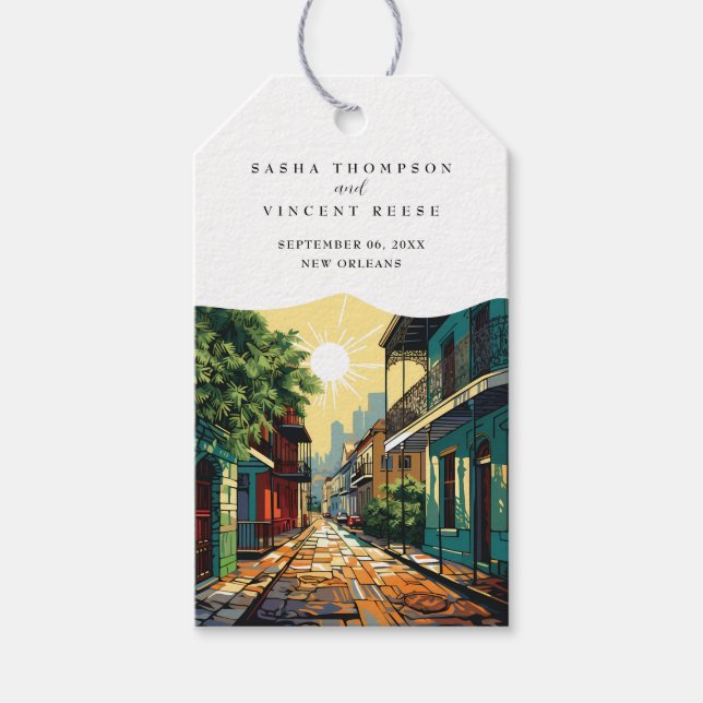 New Orleans Louisiana Bröllop Retro Presentetikett (Framsidan)