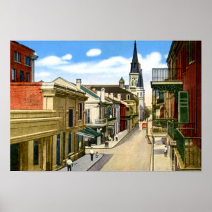New Orleans Louisiana Chartres Street Fransk Quart Poster