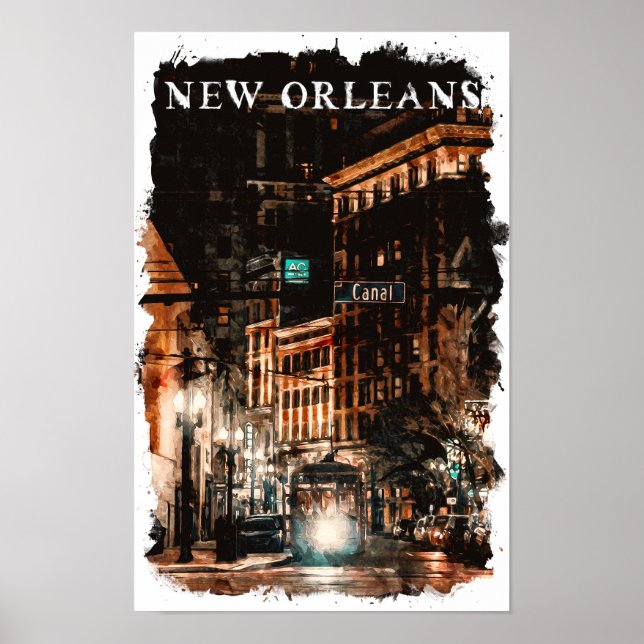 New Orleans Louisiana City View Poster (Framsidan)