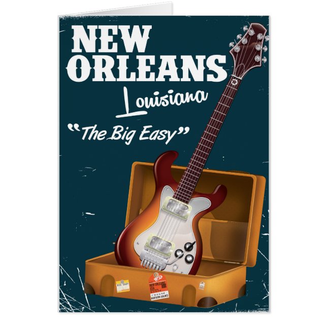 New Orleans Louisiana Elgitarr affisch Hälsningskort (Framsidan)
