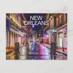 New Orleans Louisiana Färgrik Stad Natt Vykort