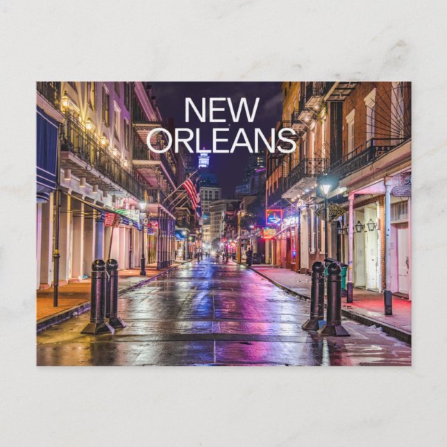 New Orleans Louisiana Färgrik Stad Natt Vykort (Framsida)
