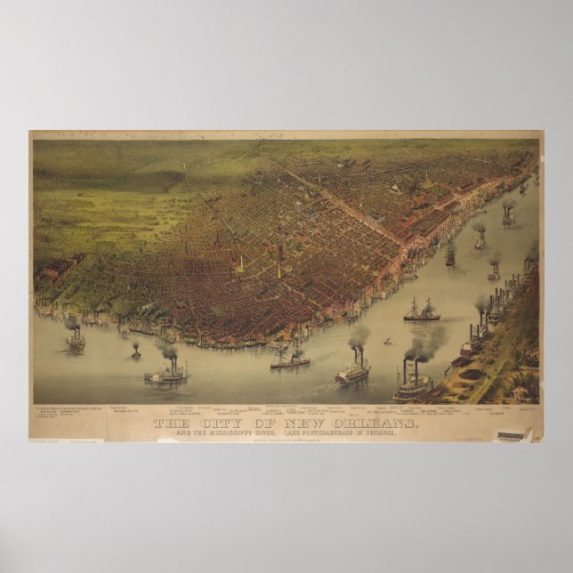 New Orleans Louisiana från 1885 Poster (Framsidan)