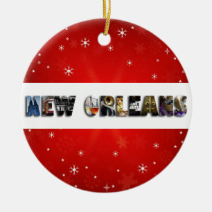 New Orleans Louisiana fransk inkvarterar jul Julgransprydnad Keramik
