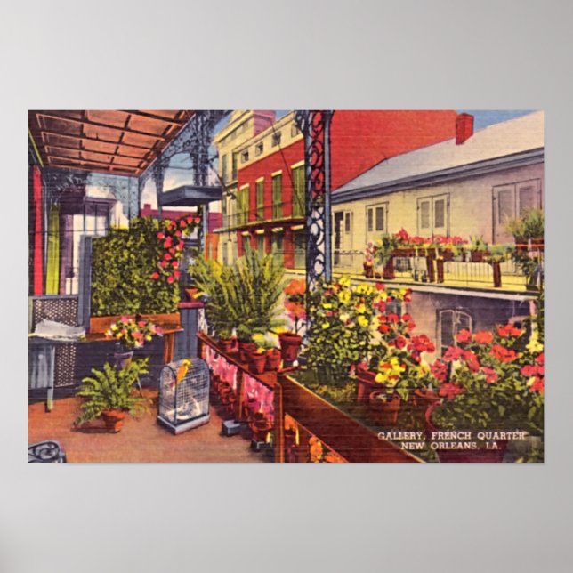 New Orleans Louisiana Fransk Quarter Balcony Poster (Framsidan)