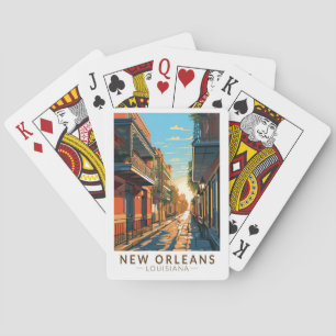 New Orleans Louisiana Fransk Quarter Travel Art Casinokort