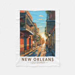 New Orleans Louisiana Fransk Quarter Travel Art Fleecefilt