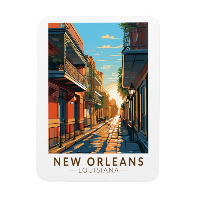 New Orleans Louisiana Fransk Quarter Travel Art Magnet (Vertikal)