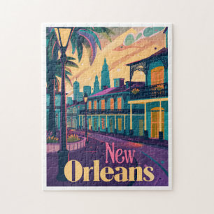 New Orleans Louisiana Fransk Quarter vid Sunset Pussel