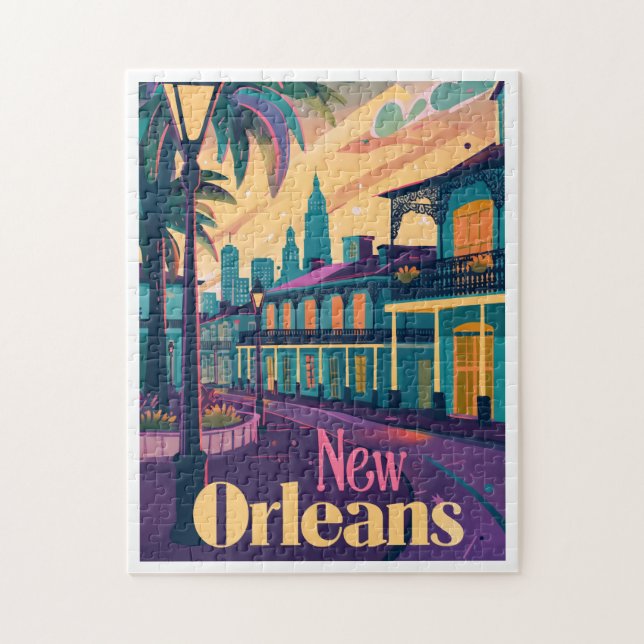 New Orleans Louisiana Fransk Quarter vid Sunset Pussel (Vertikal)
