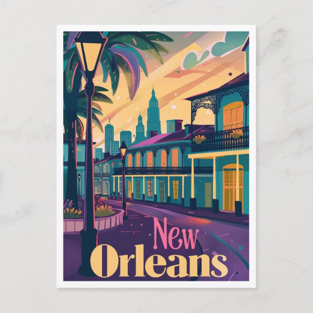 New Orleans Louisiana Fransk Quarter vid Sunset Vykort (Framsida)