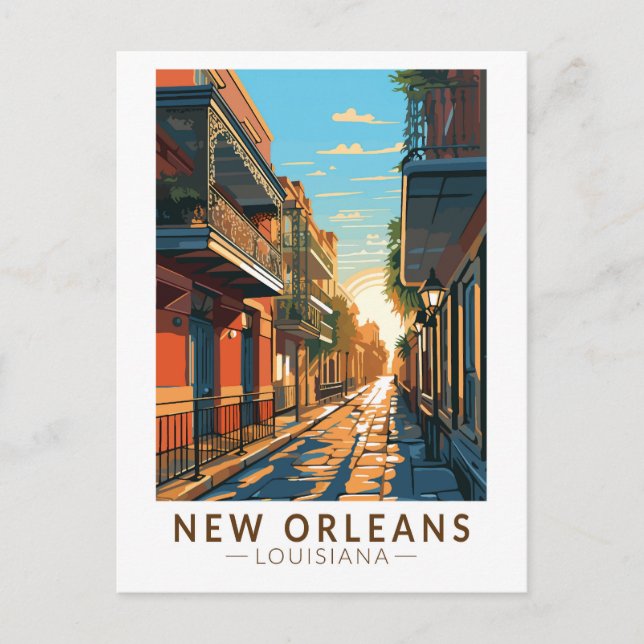 New Orleans Louisiana Franska kvarteret Resa Konst Vykort (Framsida)