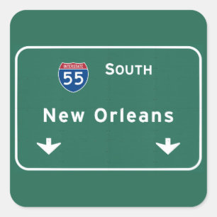New Orleans Louisiana Interstate Highway Freeway : Fyrkantigt Klistermärke
