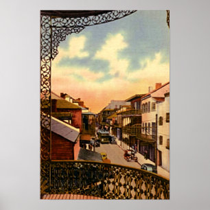 New Orleans Louisiana kunglig gatabalkong Poster