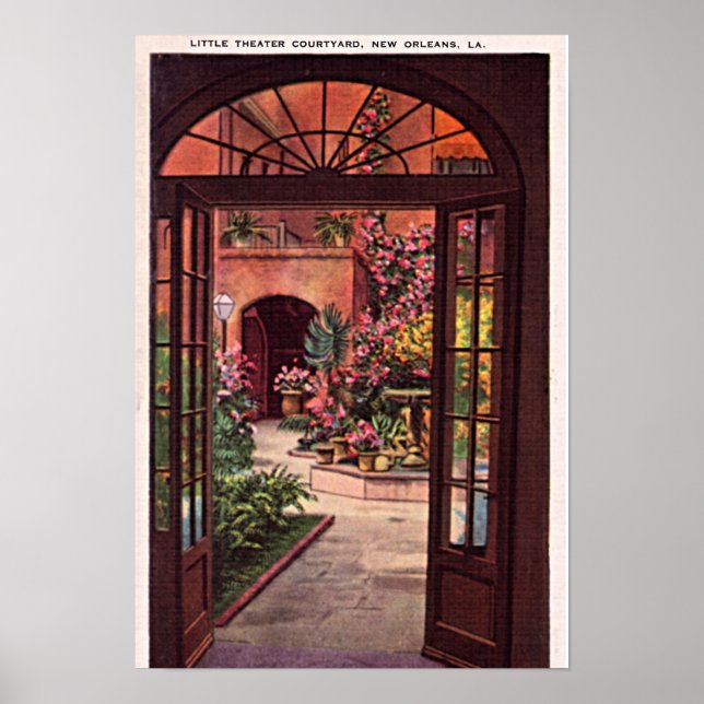 New Orleans Louisiana Little Theater Courtyard Poster (Framsidan)