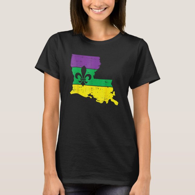 New Orleans Louisiana Map Jester Funny Mardi Gras  T Shirt (Framsida)