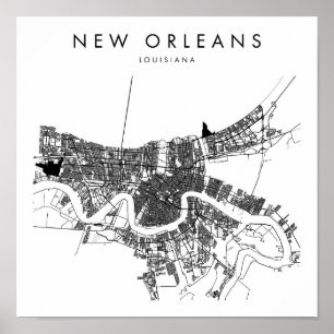 New Orleans Louisiana Minimal Modern Street Karta Poster