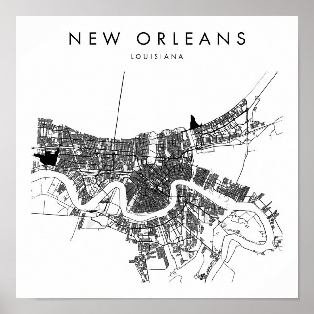 New Orleans Louisiana Minimal Modern Street Karta Poster (Framsidan)