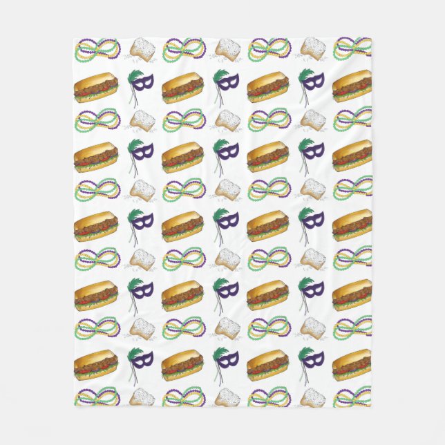 New Orleans Louisiana NOLA Mardi Gras Beignet Mask Fleecefilt (Framsidan)