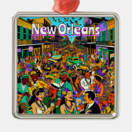 New Orleans, Louisiana People med Roligt Julgransprydnad Metall