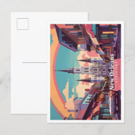 New Orleans Louisiana Pop Art Travel Illustration Vykort