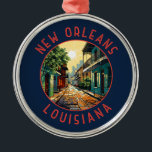 New Orleans Louisiana Retro Distress Circle Julgransprydnad Metall<br><div class="desc">Ny färdedesign för Orleans-retrovektor. "Big Easy" är känd för sitt nattliga liv runt klockan,  livliga levande musikscener och krydda,  ett unikt cuisine som återspeglar dess historia som en smälter pott av Fransk,  afrikanska och amerikanska kulturer.</div>