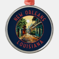 New Orleans Louisiana Retro Distress Circle