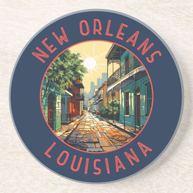 New Orleans Louisiana Retro Distress Circle Underlägg (Framsidan)