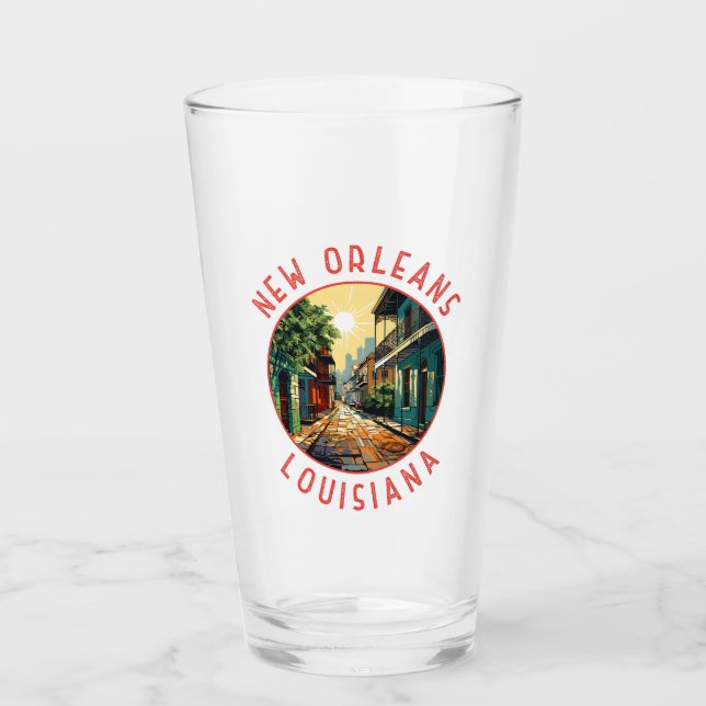 New Orleans Louisiana Retro Förfallen Cirkel Glaskopp (Framsida)