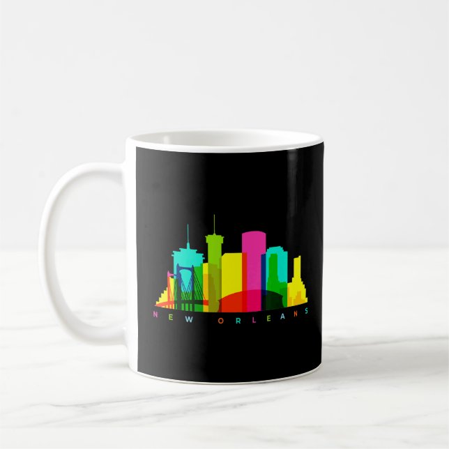 New Orleans Louisiana Skyline Colorful American Ci Kaffemugg (Vänster)
