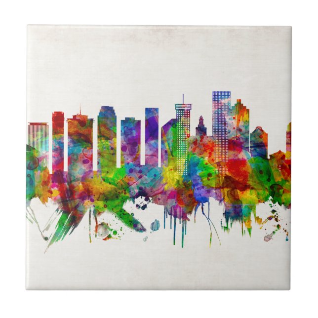 New Orleans Louisiana Skyline Kakelplatta (Framsidan)