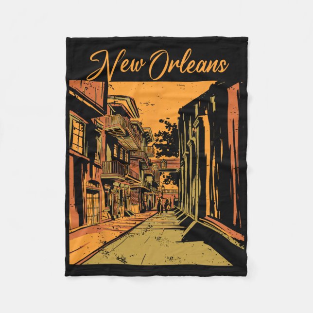 New Orleans Louisiana Souvenir Bourbon Street  Fleecefilt (Framsidan)