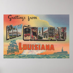 New Orleans Louisiana - stora brevplatser Poster