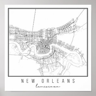 New Orleans Louisiana Street Karta Poster