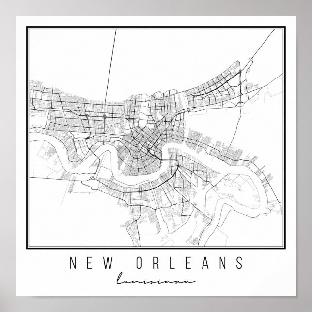 New Orleans Louisiana Street Karta Poster (Framsidan)