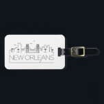 New Orleans, Louisiana Stylized Skyline  Bagagebricka<br><div class="desc">Ett unikt bagagetagg som representerar den vackra staden New Orleans,  Louisiana.  Den här märkrn illustrerar stadens unika skylt med namn under.</div>