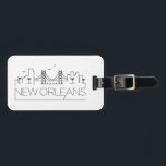 New Orleans, Louisiana Stylized Skyline  Bagagebricka<br><div class="desc">Ett unikt bagagetagg som representerar den vackra staden New Orleans,  Louisiana.  Den här märkrn illustrerar stadens unika skylt med namn under.</div>