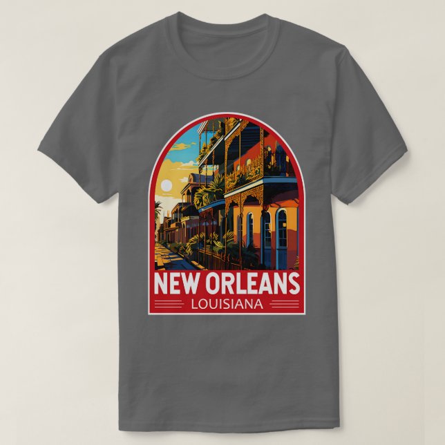 New Orleans Louisiana Travel Art Emblem TShirt T Shirt (Design framsida)