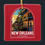 New Orleans Louisiana Travel Art Vintage Julgransprydnad Keramik<br><div class="desc">Ny färdedesign för Orleans-retrovektor. "Big Easy" är känd för sitt nattliga liv runt klockan,  livliga levande musikscener och krydda,  ett unikt cuisine som återspeglar dess historia som en smälter pott av Fransk,  afrikanska och amerikanska kulturer.</div>