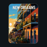 New Orleans Louisiana Travel Art Vintage Magnet<br><div class="desc">Ny färdedesign för Orleans-retrovektor. "Big Easy" är känd för sitt nattliga liv runt klockan,  livliga levande musikscener och krydda,  ett unikt cuisine som återspeglar dess historia som en smälter pott av Fransk,  afrikanska och amerikanska kulturer.</div>