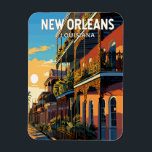New Orleans Louisiana Travel Art Vintage Magnet<br><div class="desc">Ny färdedesign för Orleans-retrovektor. "Big Easy" är känd för sitt nattliga liv runt klockan,  livliga levande musikscener och krydda,  ett unikt cuisine som återspeglar dess historia som en smälter pott av Fransk,  afrikanska och amerikanska kulturer.</div>