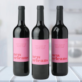New Orleans Louisiana typografi fest  Vinflaska Etikett