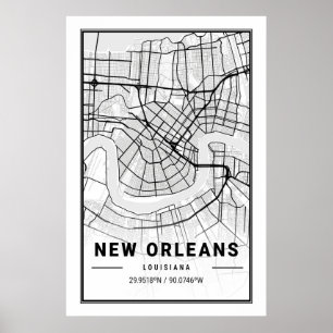 New Orleans Louisiana USA Cities Travel City Karta Poster