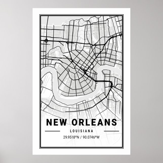 New Orleans Louisiana USA Cities Travel City Karta Poster (Framsidan)