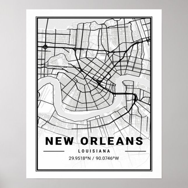 New Orleans Louisiana USA Travel City Karta Poster (Framsidan)