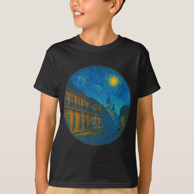 New Orleans Louisiana - Van Gogh Starry Night Styl T Shirt (Framsida)
